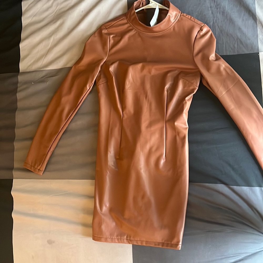 Tan/brown pleather like dress